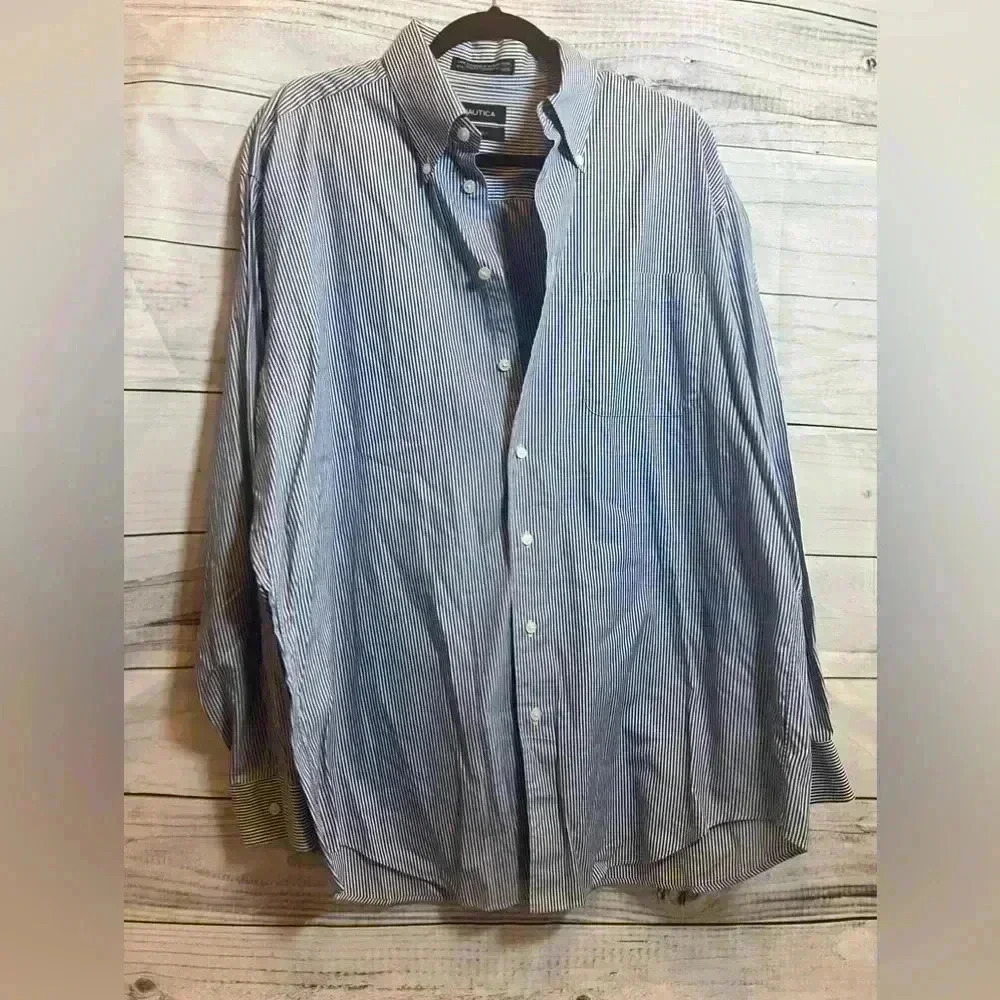 Nautica mens 80s 2 ply long sleeve dress shirt